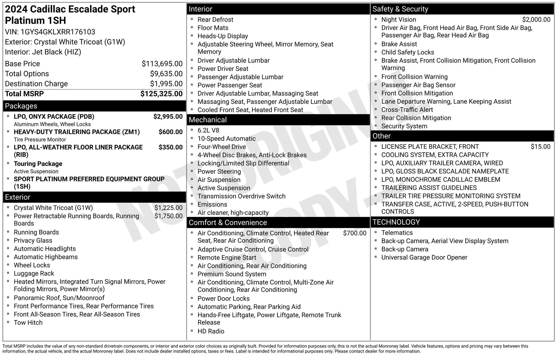 Certified 2024 Cadillac Escalade Sport Platinum w/ LPO, ONYX Package image 3