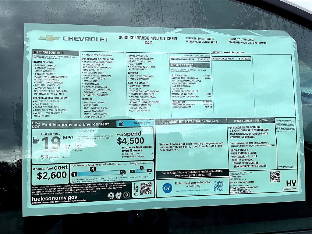 New 2026 Chevrolet Colorado W/T w/ Advanced Trailering Package AWD/4WD image 10
