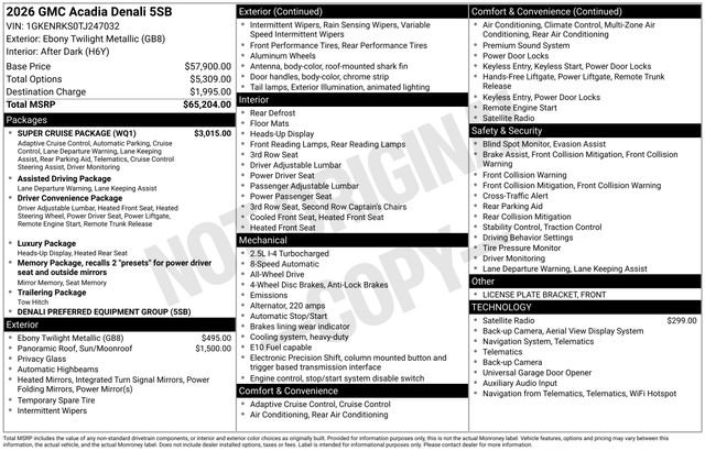 New 2026 GMC Acadia Denali w/ Super Cruise Package image 26