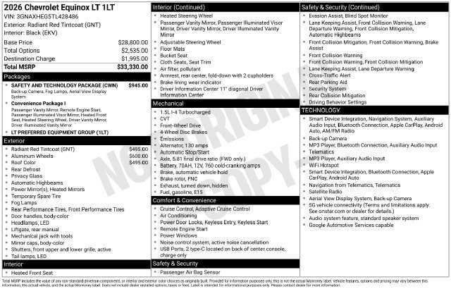 Used 2026 Chevrolet Equinox LT w/ Safety and Technology Package FWD image 31