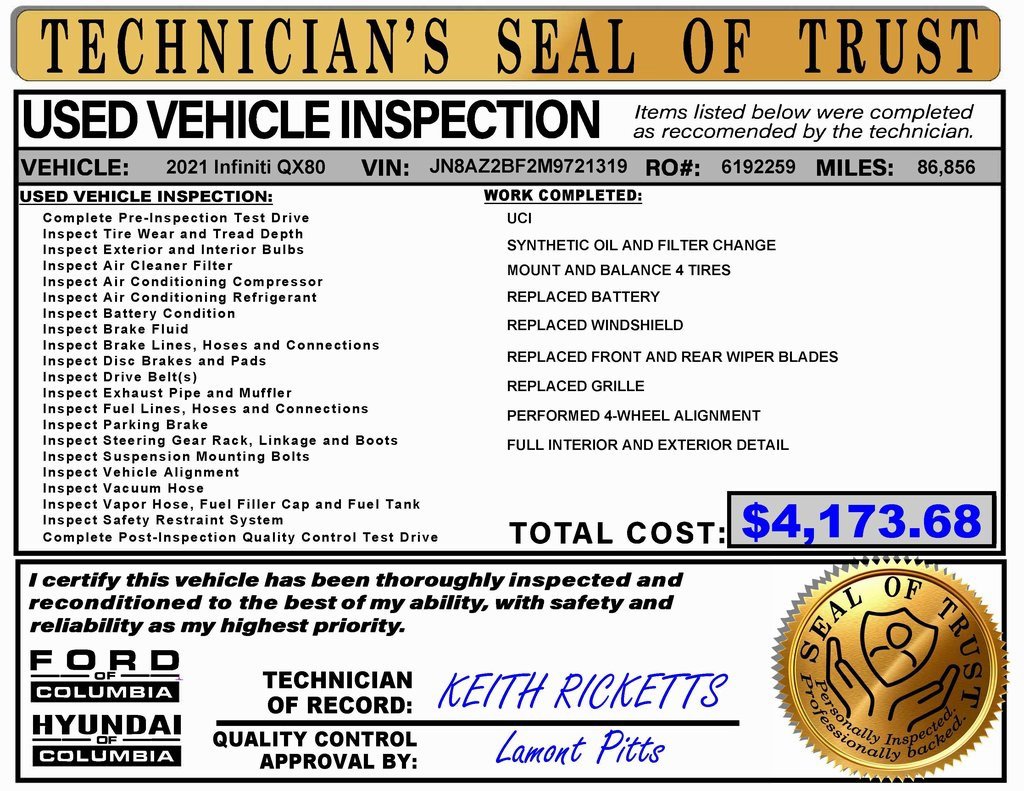 Used 2021 INFINITI QX80 Sensory w/ Cargo Package image 2