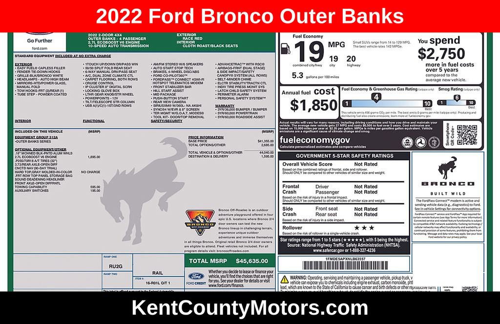 Used 2022 Ford Bronco Outer Banks image 1