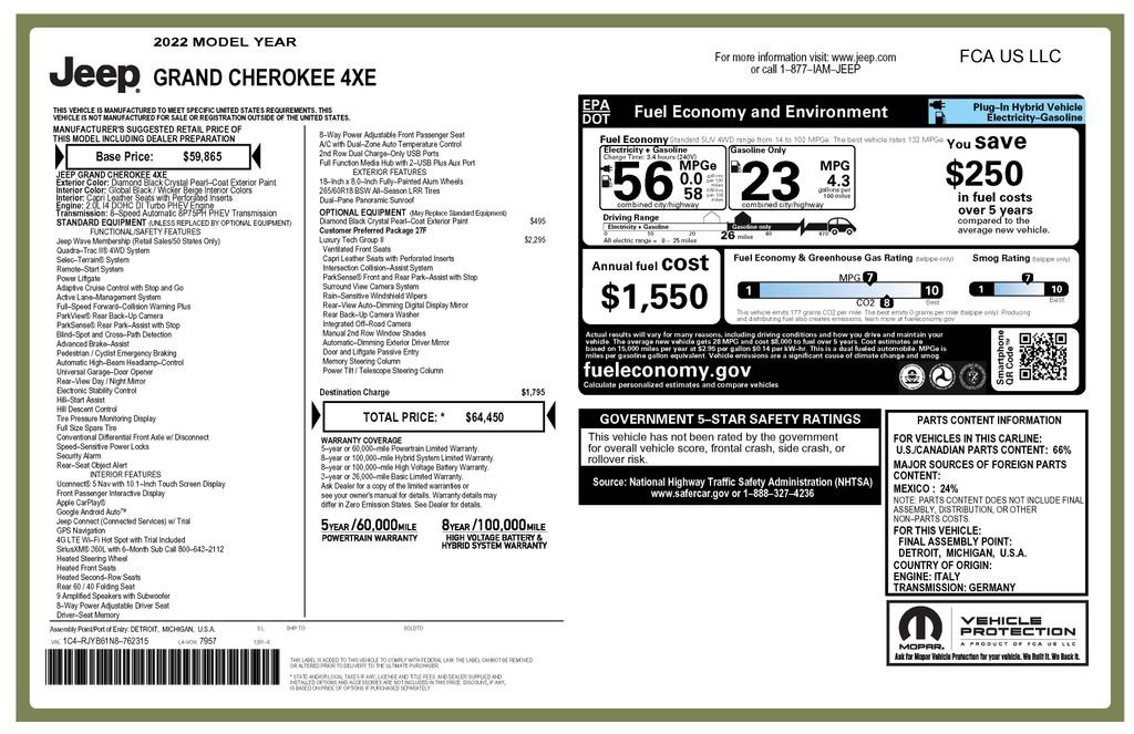 Used 2022 Jeep Grand Cherokee Limited 4xe w/ Luxury Tech Group II AWD/4WD image 3