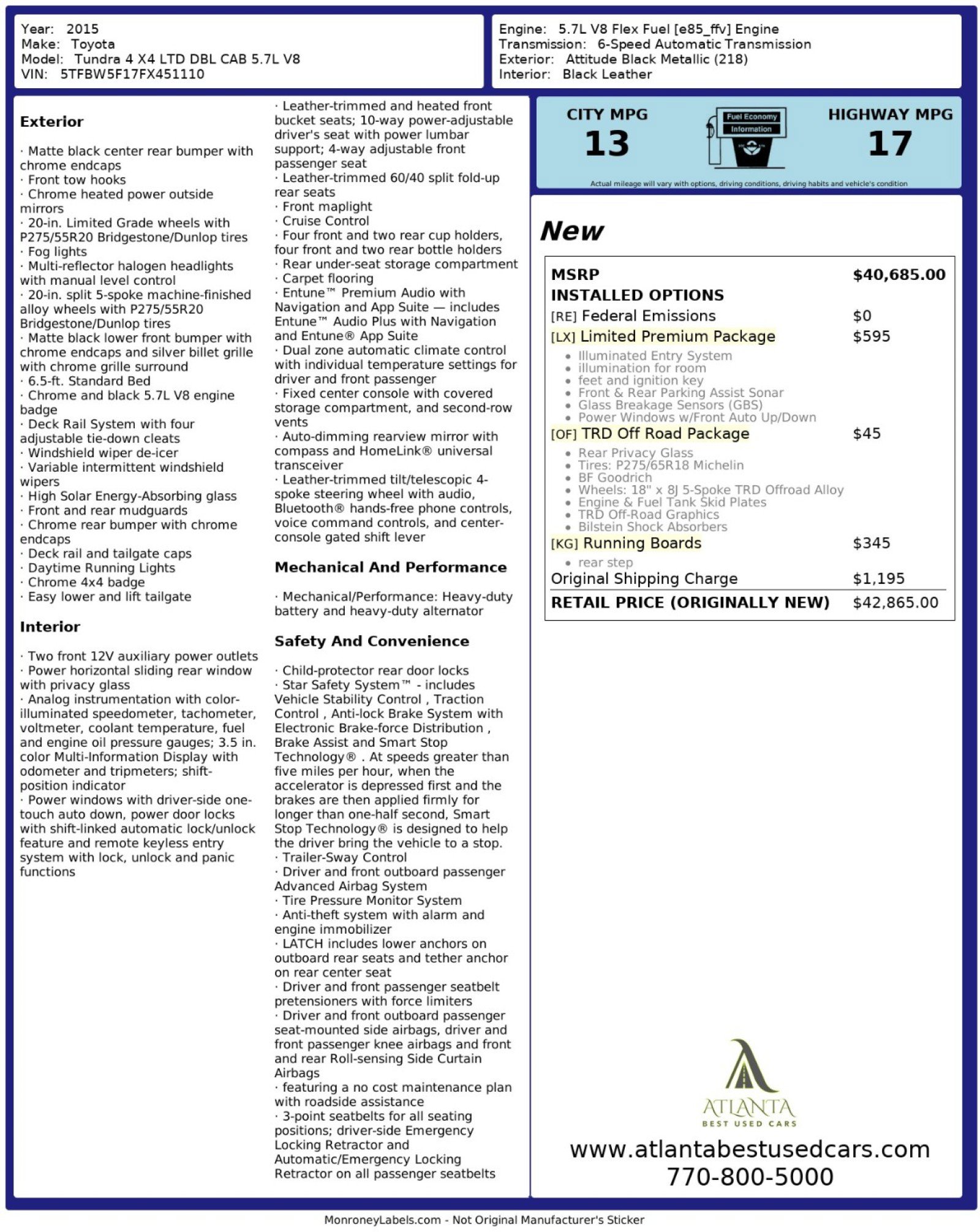 Used 2015 Toyota Tundra Limited w/ Limited Premium Package image 50