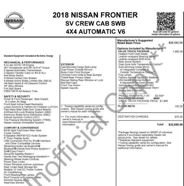 Used 2018 Nissan Frontier SV w/ Value Truck Package image 2