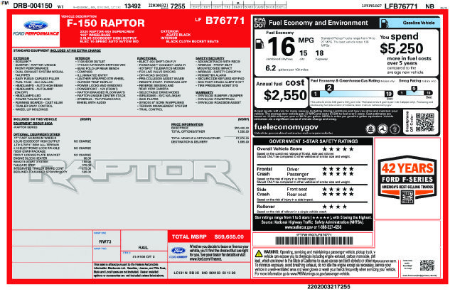 Certified 2020 Ford F150 Raptor AWD/4WD image 35