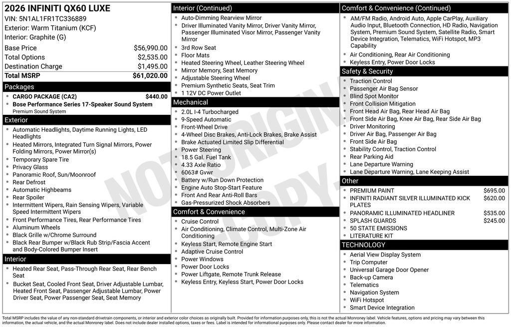 Used 2026 INFINITI QX60 Luxe w/ Cargo Package FWD image 36