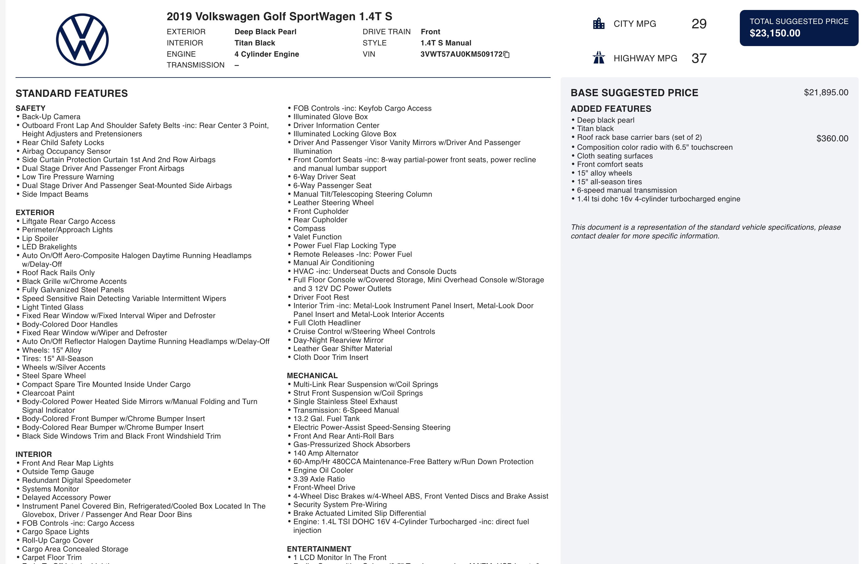 Used 2019 Volkswagen Golf S w/ Driver Assistance Package image 3