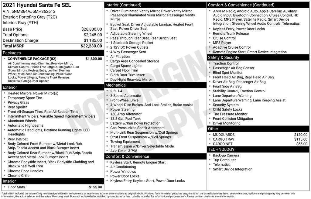 Used 2021 Hyundai Santa Fe SEL w/ Convenience Package image 34