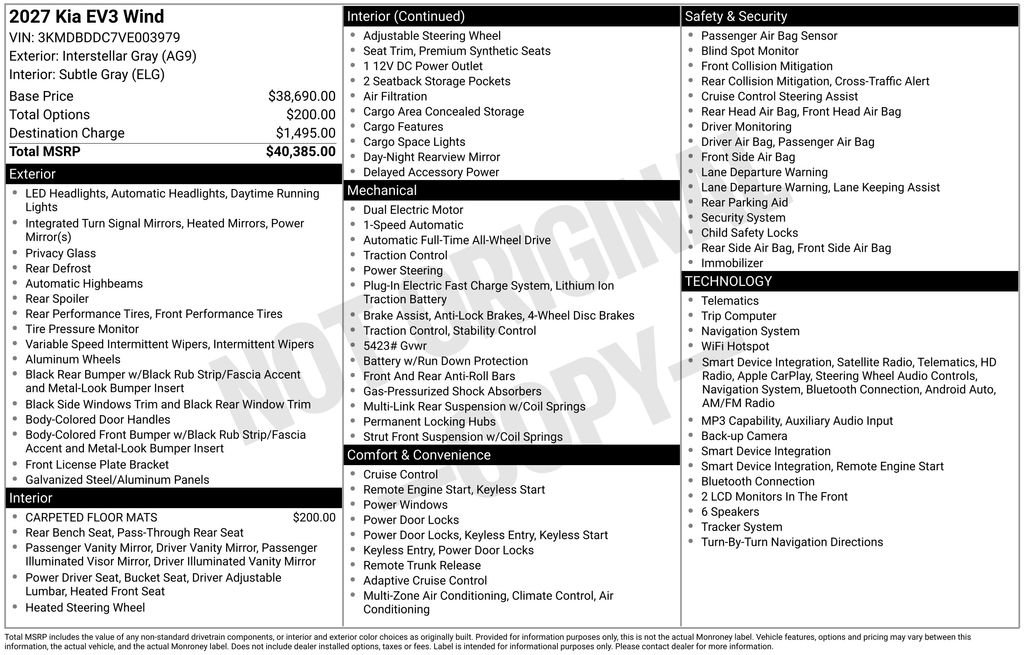 New 2027 Kia EV3 Wind AWD/4WD image 27