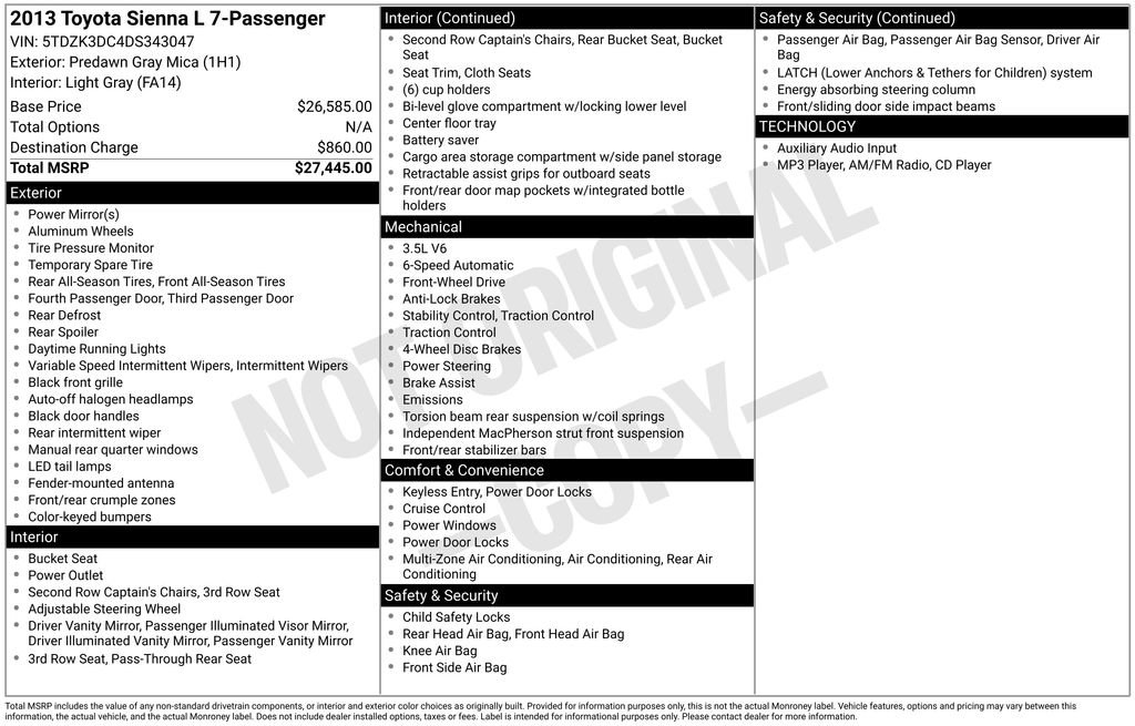 Used 2013 Toyota Sienna L FWD image 5