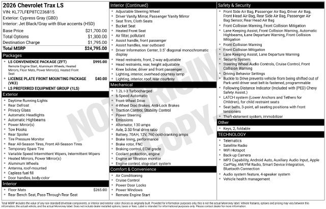 New 2026 Chevrolet Trax LS w/ LS Convenience Package FWD image 28