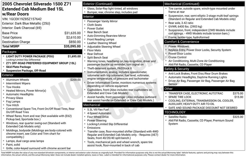 Used 2005 Chevrolet Silverado 1500 4x4 Extended Cab w/ Light Duty Power Package image 7