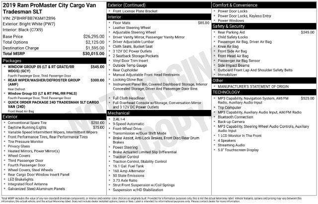 Used 2019 RAM ProMaster City Tradesman SLT FWD image 2