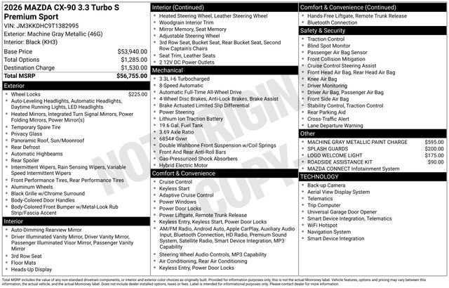 New 2026 MAZDA CX-90 3.3 Turbo S w/ Premium Package AWD/4WD image 5