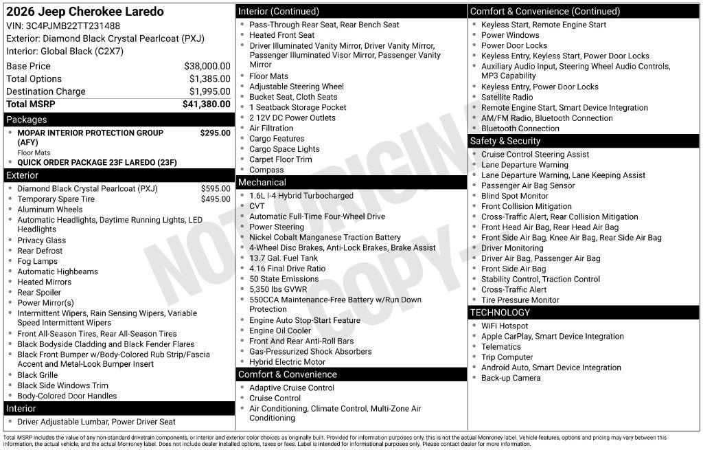 New 2026 Jeep Cherokee Laredo AWD/4WD image 29
