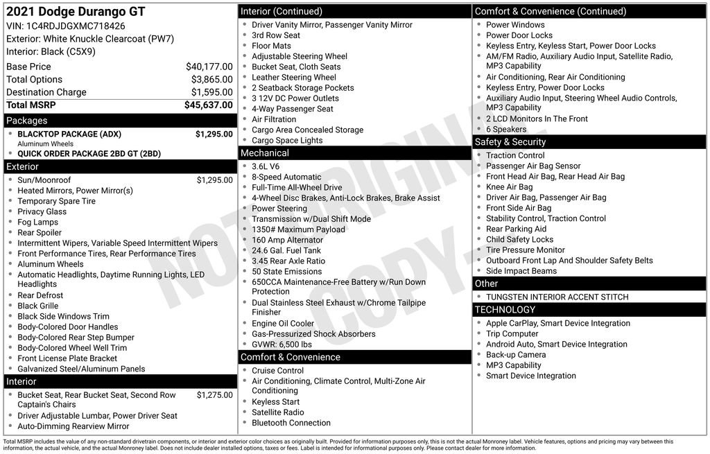 Used 2021 Dodge Durango GT w/ Blacktop Package AWD/4WD image 44