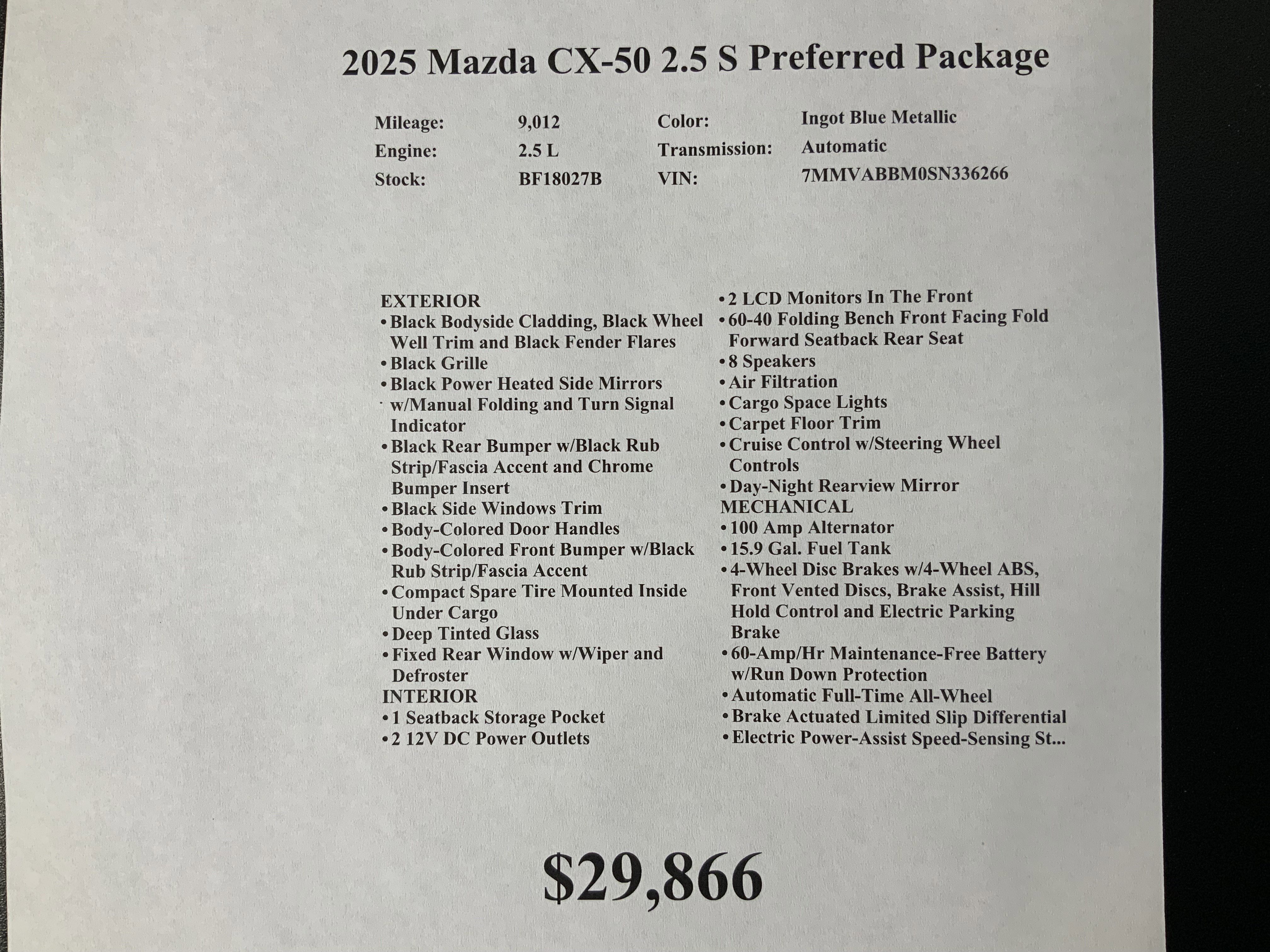 Used 2025 MAZDA CX-50 AWD 2.5 S w/ Preferred Package image 34