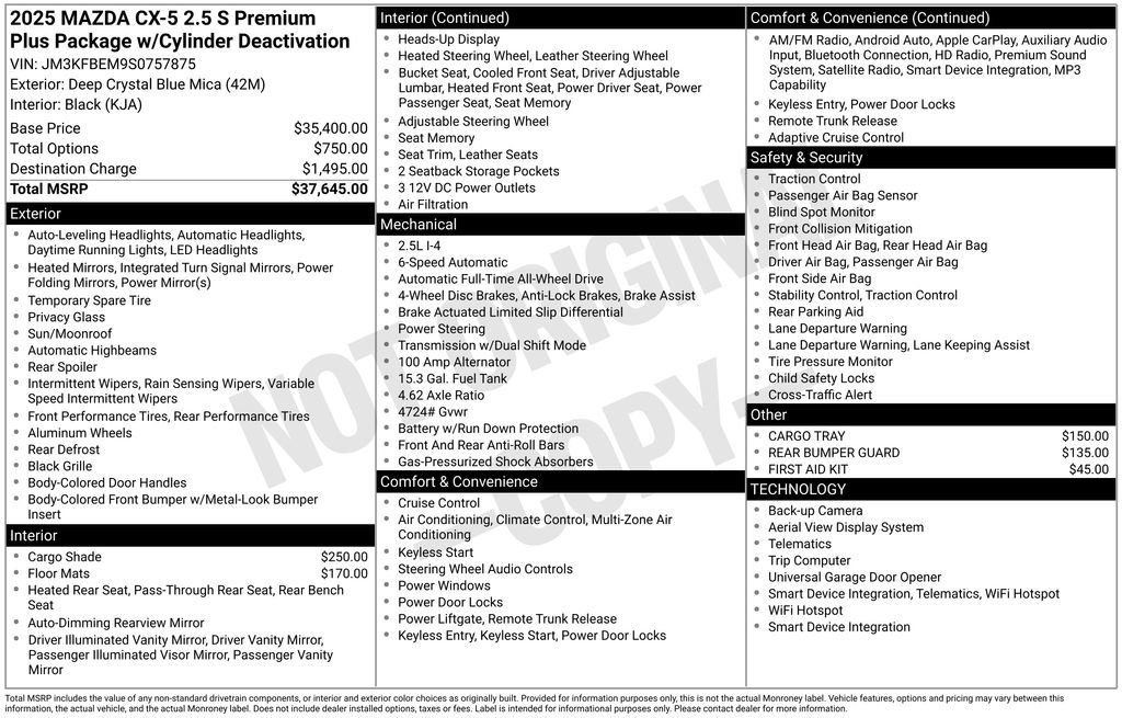 New 2025 MAZDA CX-5 AWD 2.5 S w/ Premium Plus Pkg image 36