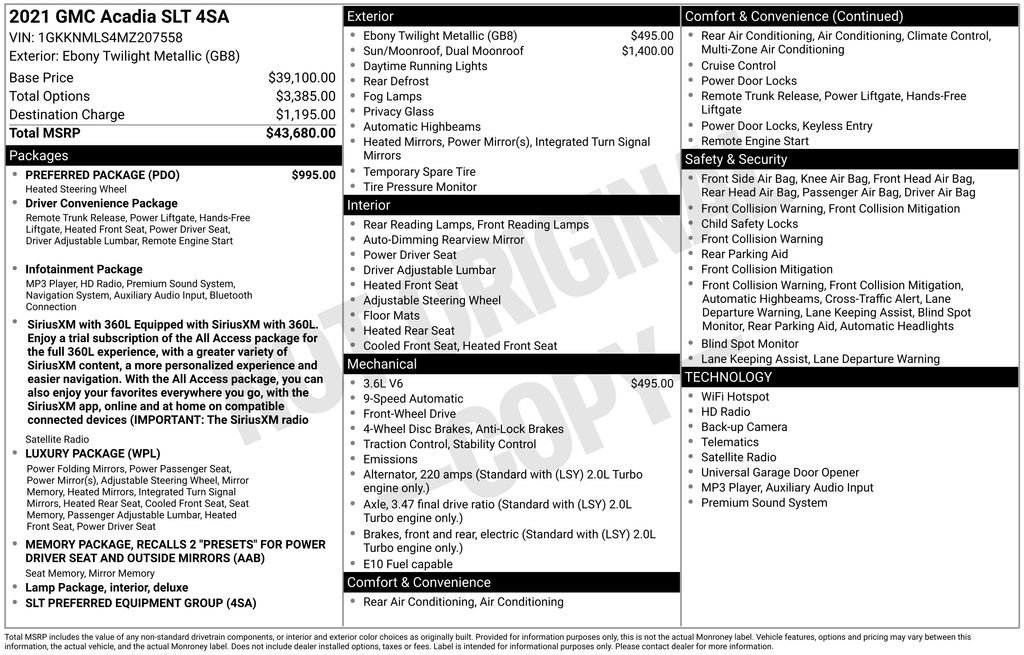 Certified 2021 GMC Acadia SLT w/ Preferred Package FWD image 32