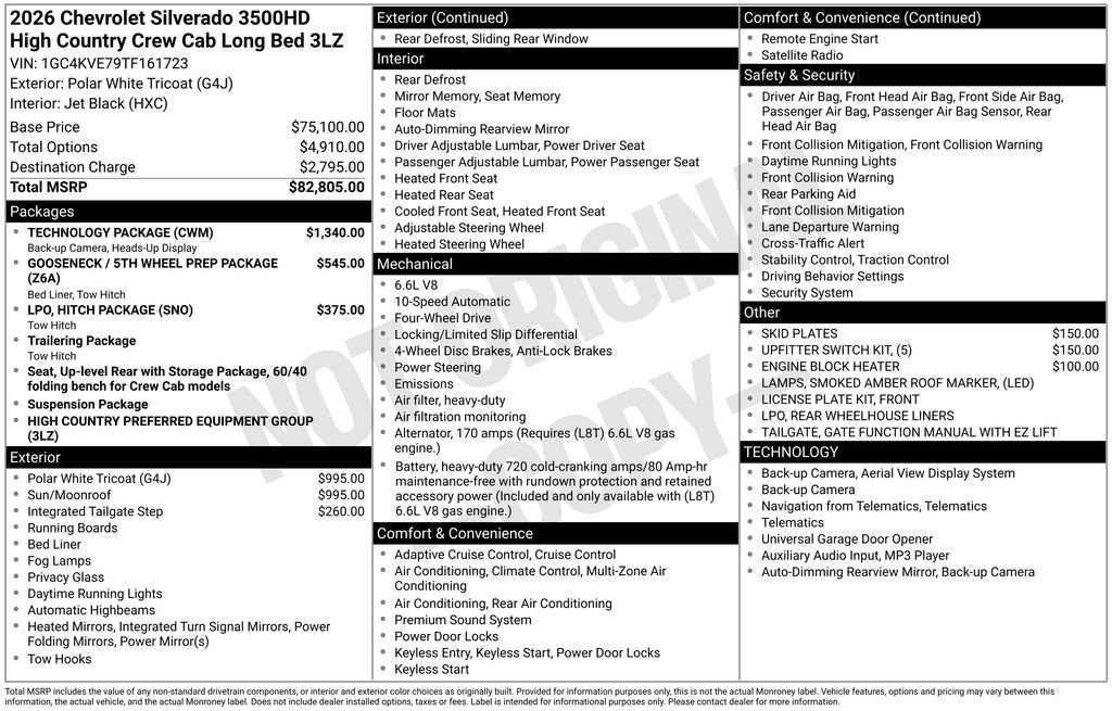 New 2026 Chevrolet Silverado 3500 High Country w/ Technology Package image 31