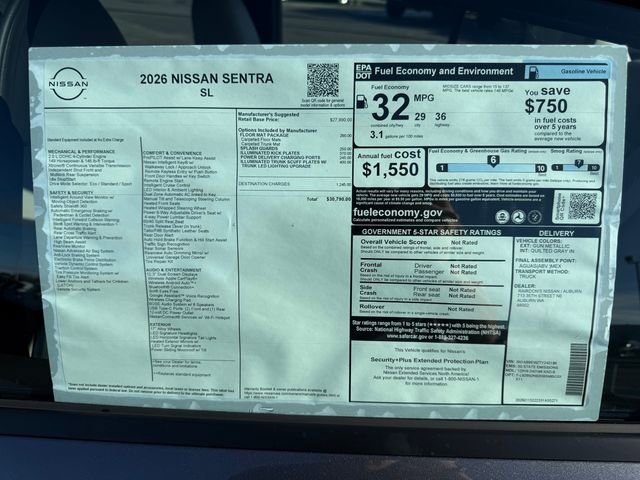 New 2026 Nissan Sentra SL w/ Floor Mat Package FWD image 30