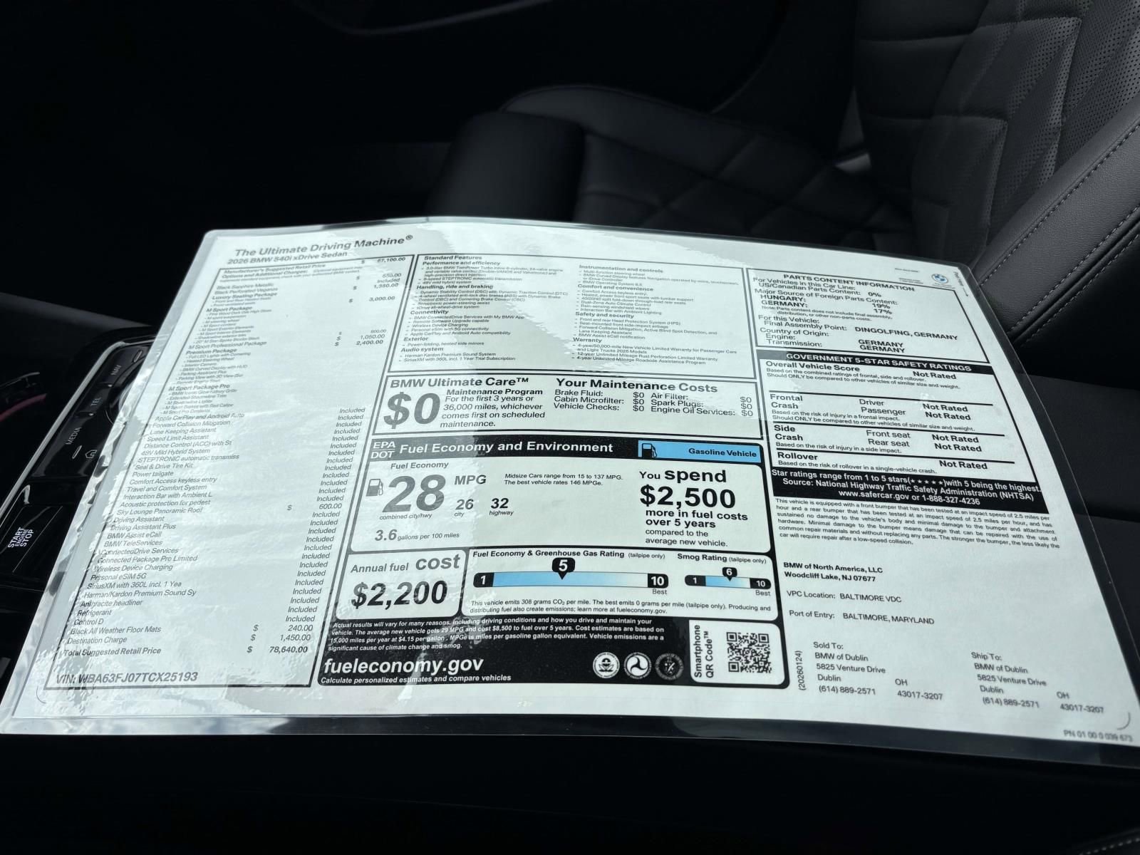 New 2026 BMW 540i xDrive w/ M Sport Package image 34