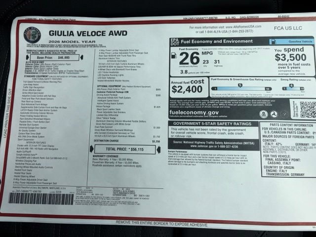 New 2026 Alfa Romeo Giulia AWD w/ Driving Assist Package image 48