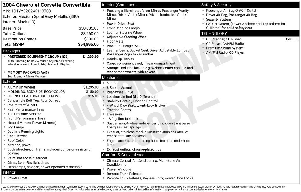 Used 2004 Chevrolet Corvette Convertible w/ Preferred Equipment Group RWD image 3