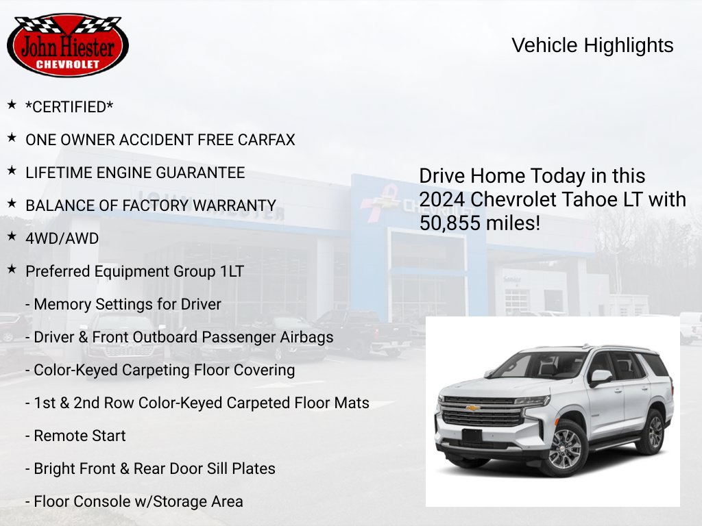 Certified 2024 Chevrolet Tahoe LT w/ LT Signature Plus Package AWD/4WD image 4