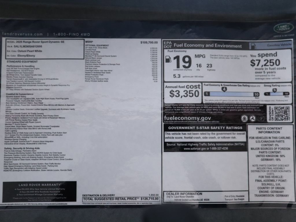 New 2025 Land Rover Range Rover Sport Dynamic SE image 9