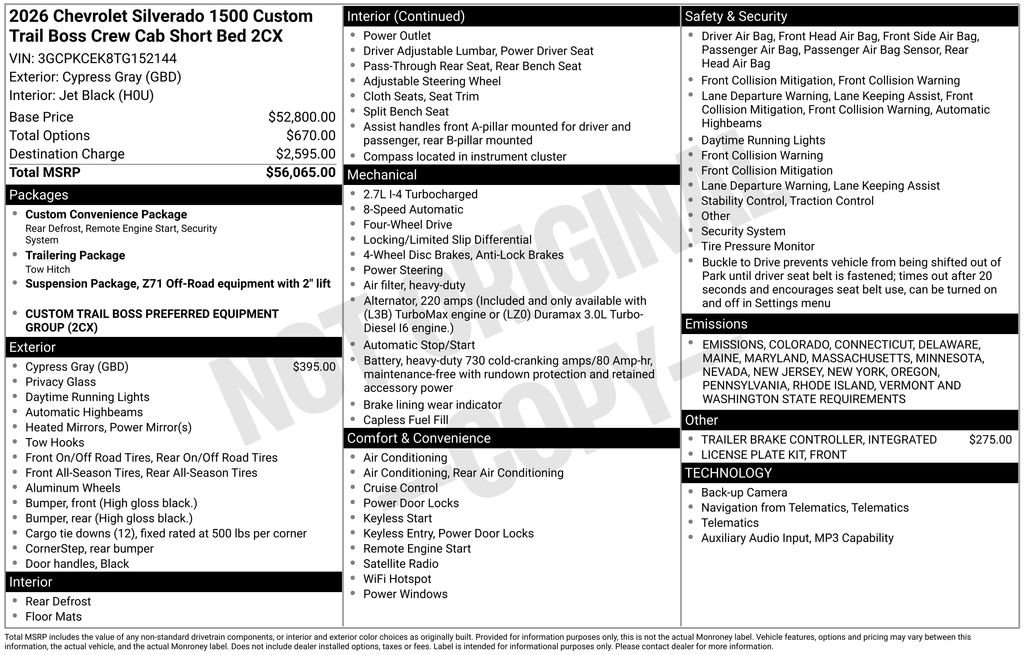 New 2026 Chevrolet Silverado 1500 Custom Trail Boss image 18