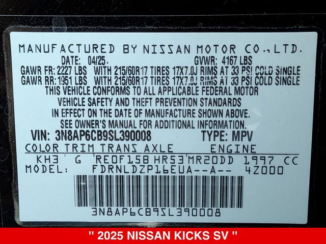 Certified 2025 Nissan Kicks SV AWD/4WD image 38