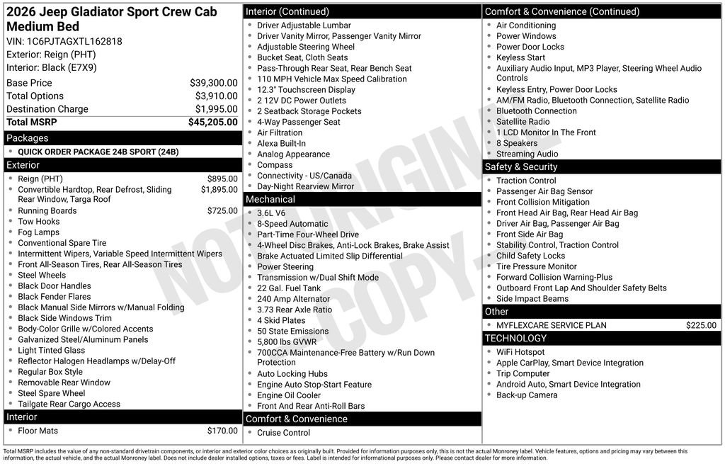New 2026 Jeep Gladiator Sport image 7