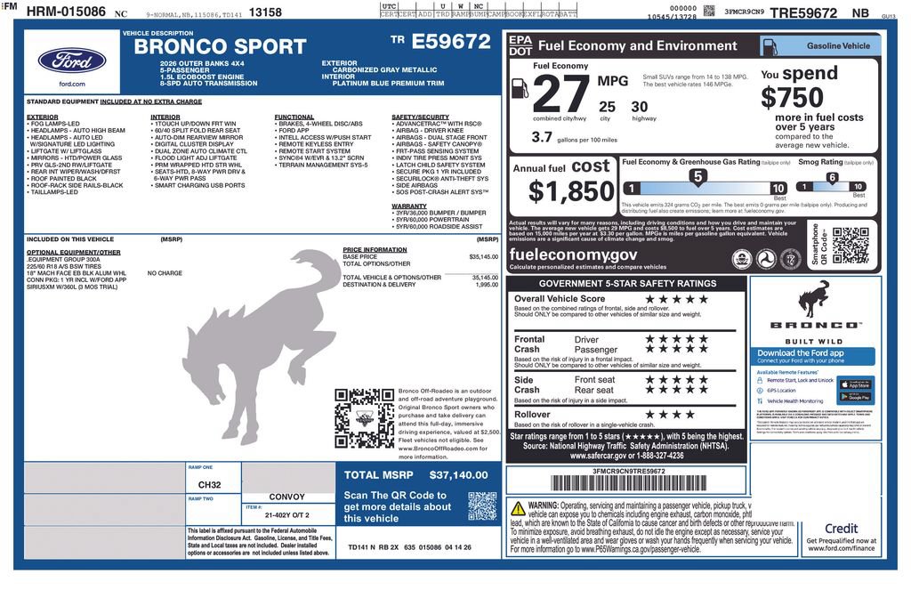 New 2026 Ford Bronco Sport Outer Banks AWD/4WD image 36