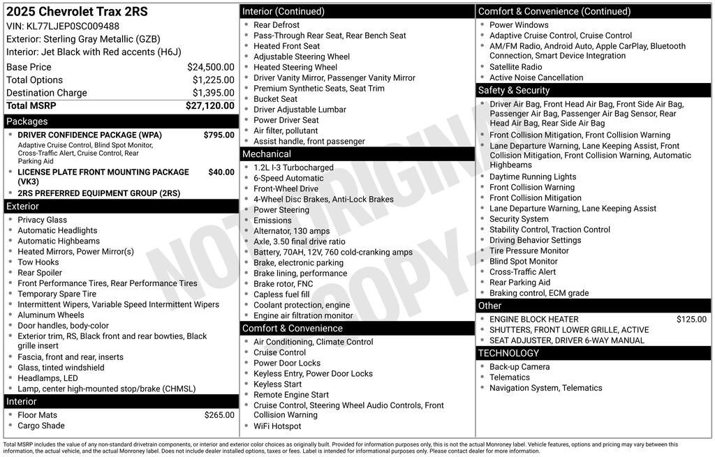 Certified 2025 Chevrolet Trax RS w/ Driver Confidence Package FWD image 11