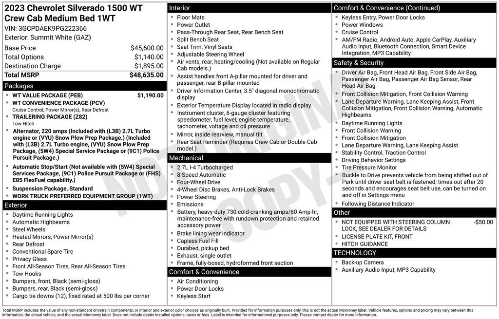 Certified 2023 Chevrolet Silverado 1500 W/T w/ WT Value Package AWD/4WD image 44