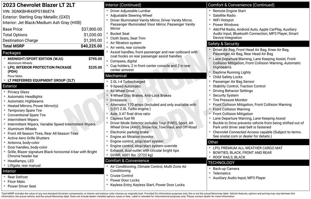 Certified 2023 Chevrolet Blazer LT w/ Midnight/Sport Edition image 34