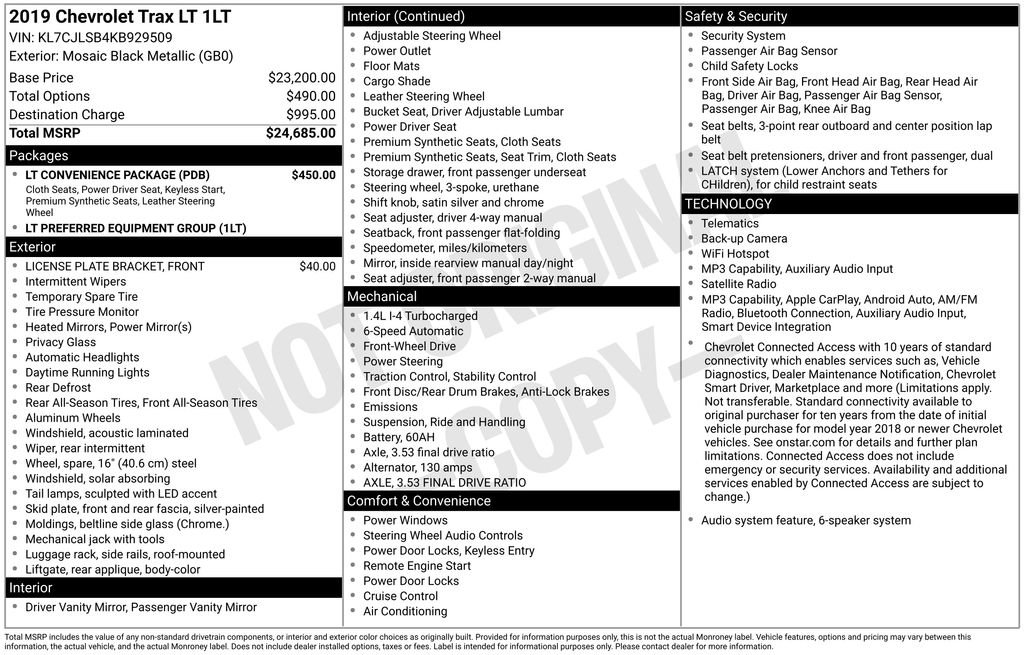 Used 2019 Chevrolet Trax LT w/ LT Convenience Package FWD image 15
