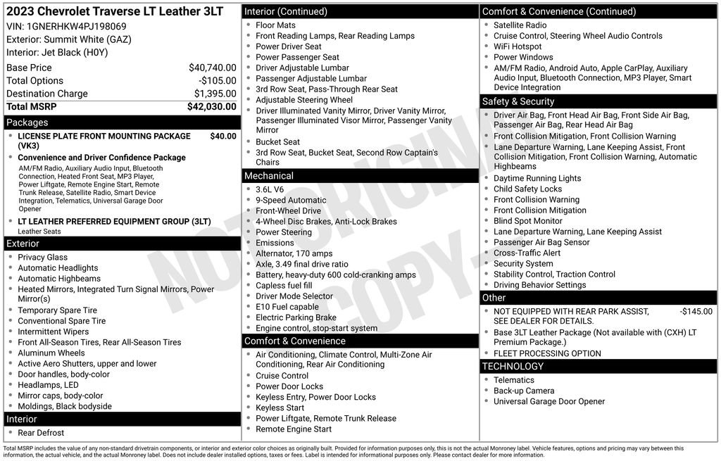 Used 2023 Chevrolet Traverse LT FWD image 54