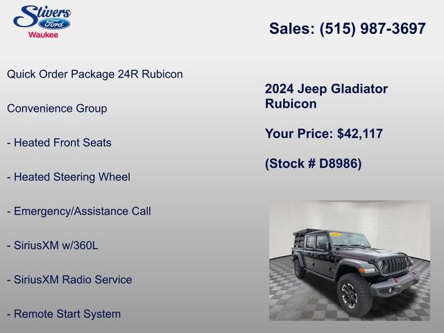 Used 2024 Jeep Gladiator Rubicon w/ Technology Group AWD/4WD image 8