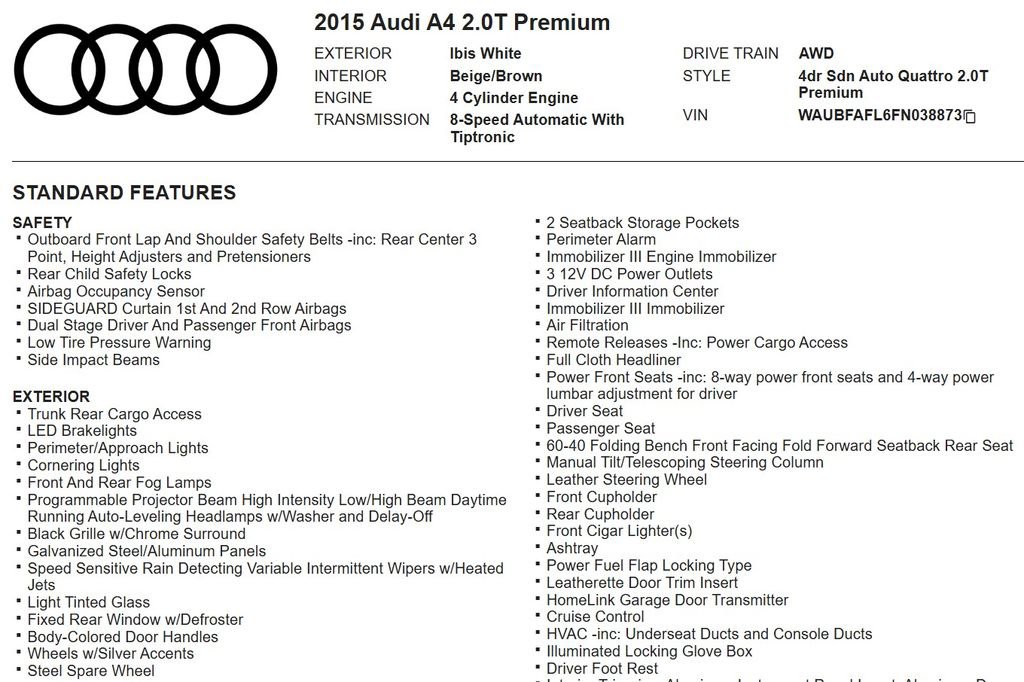 Used 2015 Audi A4 2.0T Premium image 18