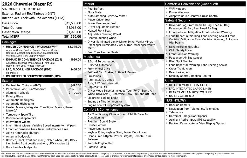 New 2026 Chevrolet Blazer RS w/ Driver Confidence II Package FWD image 11