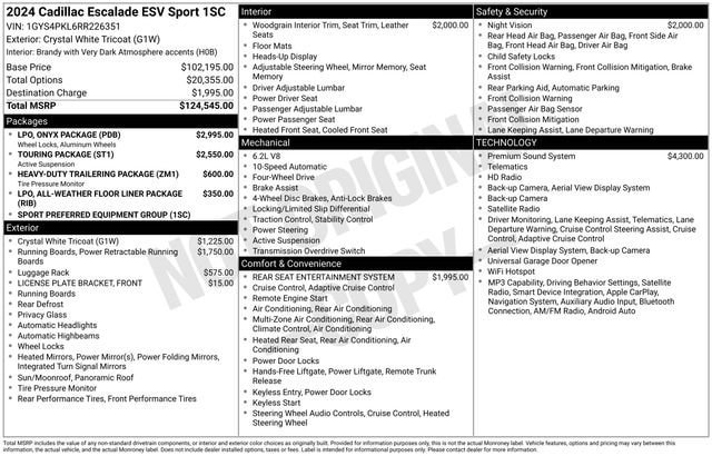 Certified 2024 Cadillac Escalade ESV Sport w/ LPO, ONYX Package AWD/4WD image 34