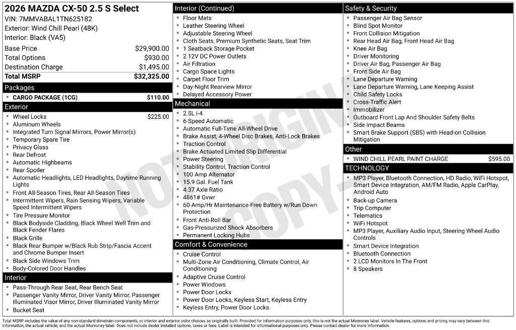 New 2026 MAZDA CX-50 AWD 2.5 S w/ Cargo Package image 34