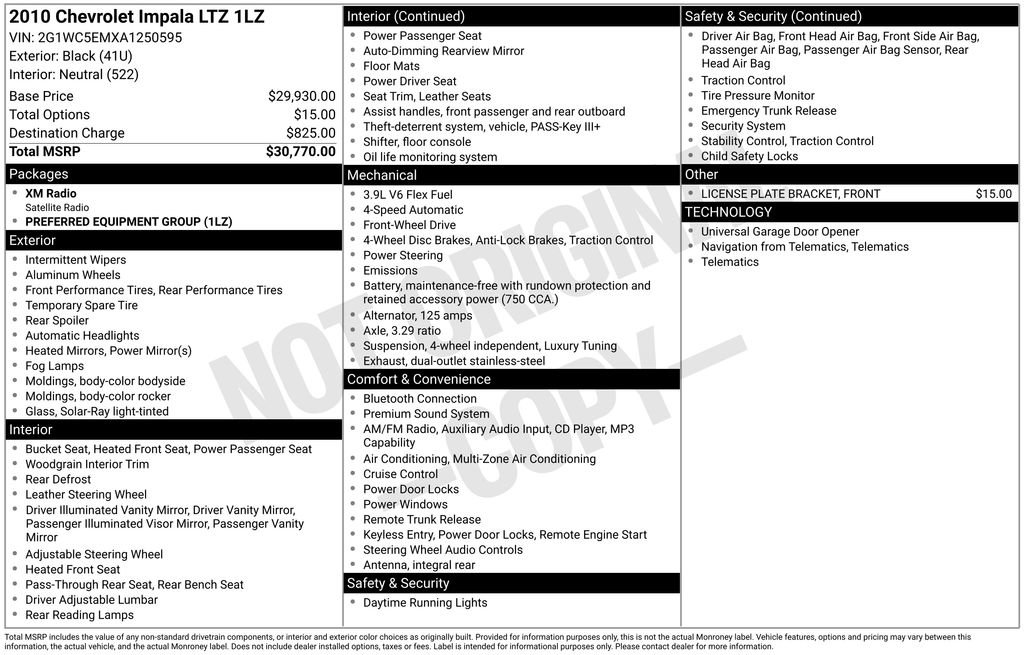 Used 2010 Chevrolet Impala LTZ image 2