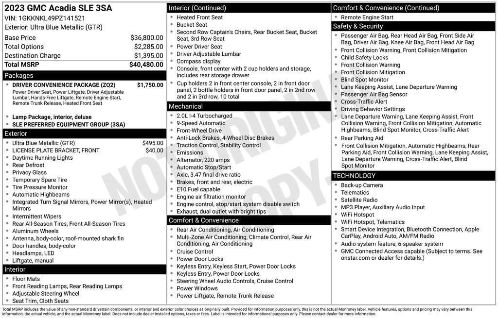 Used 2023 GMC Acadia SLE w/ Driver Convenience Package FWD image 47