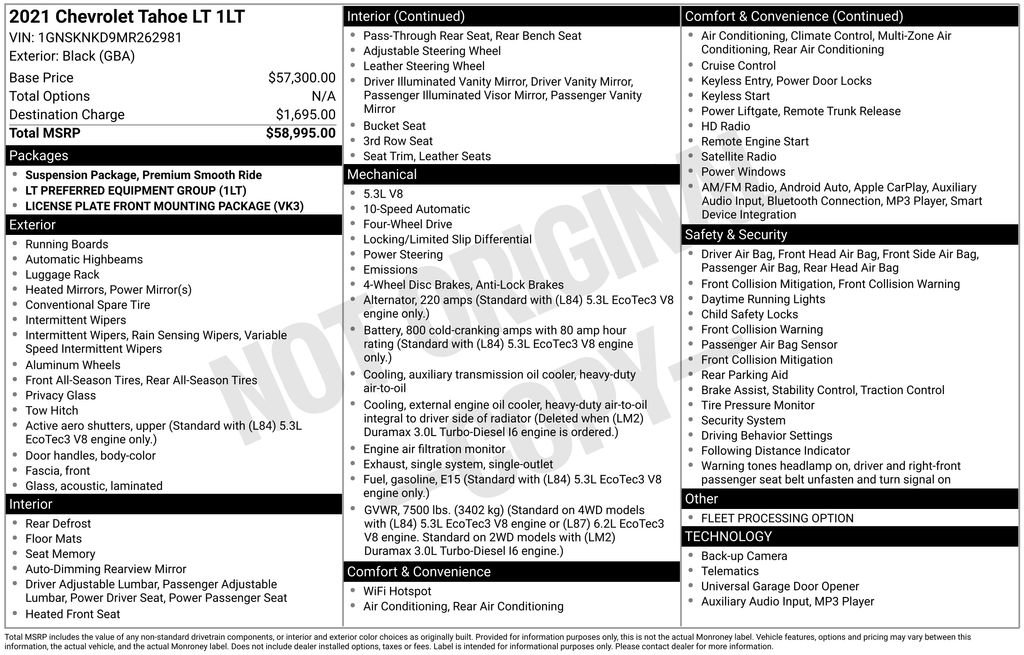 Used 2021 Chevrolet Tahoe LT AWD/4WD image 7