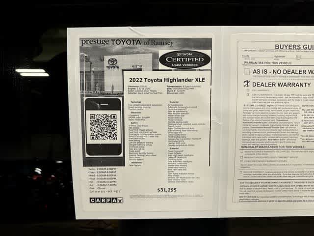 Used 2022 Toyota Highlander XLE AWD/4WD image 13