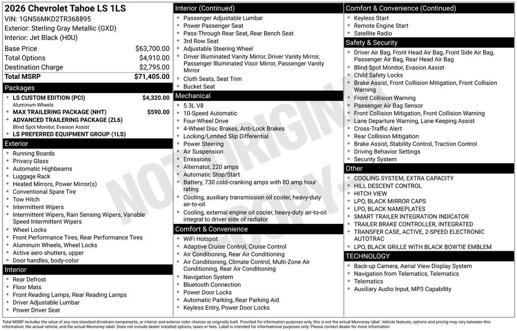 New 2026 Chevrolet Tahoe LS w/ LS Custom Edition AWD/4WD image 31